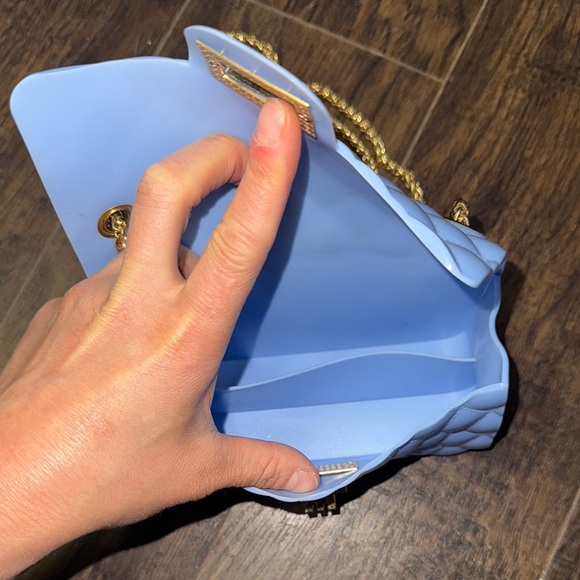 Elegant Blue Quilted Jelly Chain Bag - Picture 3 of 7